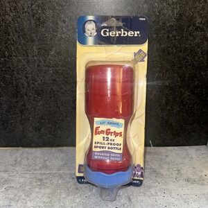 Vintage Gerber Lil Sport Sippy Cup Red with Plastic Lid Blue ~7" tall Y2K
